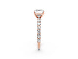 Rose gold Asscher Cut Diamond Solitaire Ring with Shared Prong Pavé Band and Four-Prong Setting_23