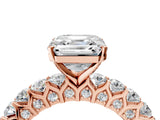 Rose gold Asscher Cut Diamond Solitaire Ring with Shared Prong Pavé Band and Four-Prong Setting_25