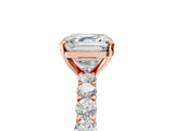 Rose gold Asscher Cut Diamond Solitaire Ring with Shared Prong Pavé Band and Four-Prong Setting_26