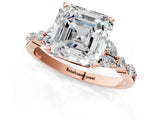 Rose gold Asscher Cut Diamond Solitaire Ring with Side Stones and Four-Prong Setting_54