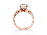 Rose gold Asscher Cut Diamond Solitaire Ring with Side Stones and Four-Prong Setting_56