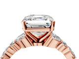 Rose gold Asscher Cut Diamond Solitaire Ring with Side Stones and Four-Prong Setting_57