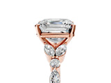 Rose gold Asscher Cut Diamond Solitaire Ring with Side Stones and Four-Prong Setting_58