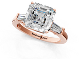 Rose gold Asscher Cut Diamond Solitaire Ring with Tapered Baguette Accents and Four-Prong Setting_24