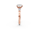 Rose gold Asscher Cut Diamond Solitaire Ring with Tapered Baguette Accents and Four-Prong Setting_25
