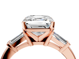 Rose gold Asscher Cut Diamond Solitaire Ring with Tapered Baguette Accents and Four-Prong Setting_27