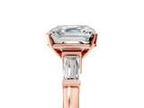 Rose gold Asscher Cut Diamond Solitaire Ring with Tapered Baguette Accents and Four-Prong Setting_28