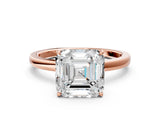 Rose gold Asscher Cut Diamond Solitaire Ring with Thin Band and Prong Setting_12