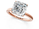 Rose gold Asscher Cut Diamond Solitaire Ring with Thin Band and Prong Setting_13