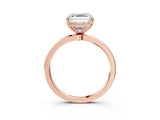 Rose gold Asscher Cut Diamond Solitaire Ring with Thin Band and Prong Setting_15