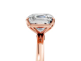 Rose gold Asscher Cut Diamond Solitaire Ring with Thin Band and Prong Setting_17