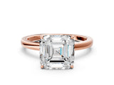 Rose gold Asscher Cut Diamond Solitaire Ring with Thin Band and Prong Setting_24