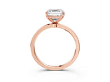Rose gold Asscher Cut Diamond Solitaire Ring with Thin Band and Prong Setting_27