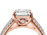 Rose gold Asscher Cut Diamond Solitaire Ring with Three-Row Pavé Band and Four-Prong Setting_27