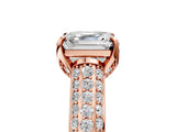 Rose gold Asscher Cut Diamond Solitaire Ring with Three-Row Pavé Band and Four-Prong Setting_28