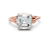 Rose gold Asscher Cut Diamond Solitaire Ring with Twist Band and Four-Prong Setting_69