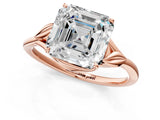 Rose gold Asscher Cut Diamond Solitaire Ring with Twist Band and Four-Prong Setting_70