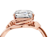 Rose gold Asscher Cut Diamond Solitaire Ring with Twist Band and Four-Prong Setting_73