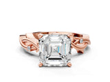 Rose gold Asscher Cut Diamond Solitaire Ring with Twisted Band and Prong Setting_22