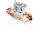 Rose gold Asscher Cut Diamond Solitaire Ring with Twisted Band and Prong Setting_23