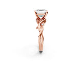 Rose gold Asscher Cut Diamond Solitaire Ring with Twisted Band and Prong Setting_24
