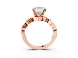 Rose gold Asscher Cut Diamond Solitaire Ring with Twisted Band and Prong Setting_25