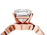 Rose gold Asscher Cut Diamond Solitaire Ring with Twisted Band and Prong Setting_26