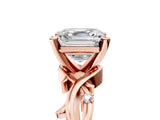Rose gold Asscher Cut Diamond Solitaire Ring with Twisted Band and Prong Setting_27