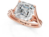 Rose gold Asscher Cut Diamond Solitaire Twist Band Prong Setting Ring_44