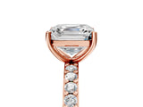 Rose gold Asscher Cut Diamond Solitaire with Pave Band and Four-Prong Setting 1
