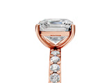 Rose gold Asscher Cut Diamond Solitaire with Pave Band and Four-Prong Setting 13