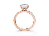 Rose gold Asscher Cut Diamond Solitaire with Pave Band and Four-Prong Setting 15