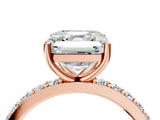 Rose gold Asscher Cut Diamond Solitaire with Pave Band and Four-Prong Setting 2