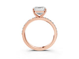 Rose gold Asscher Cut Diamond Solitaire with Pave Band and Four-Prong Setting 3