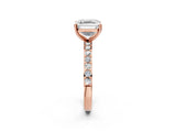 Rose gold Asscher Cut Diamond Solitaire with Pave Band and Four-Prong Setting 4