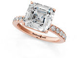 Rose gold Asscher Cut Diamond Solitaire with Pave Band and Four-Prong Setting 5