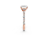 Rose gold Asscher Cut Diamond Solitaire with Side Stones on a Pavé Band and Four-Prong Setting_48