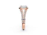 Rose gold Asscher Cut Diamond Split Shank Halo Ring with Four-Prong Setting_42