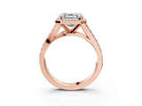Rose gold Asscher Cut Diamond Split Shank Halo Ring with Four-Prong Setting_43