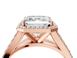 Rose gold Asscher Cut Diamond Split Shank Halo Ring with Four-Prong Setting_44