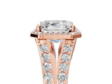 Rose gold Asscher Cut Diamond Split Shank Halo Ring with Four-Prong Setting_45