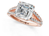 Rose gold Asscher Cut Diamond Split Shank Pavé Engagement Ring with Four-Prong Setting_23