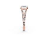 Rose gold Asscher Cut Diamond Split Shank Pavé Engagement Ring with Four-Prong Setting_24