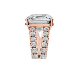 Rose gold Asscher Cut Diamond Split Shank Pavé Engagement Ring with Four-Prong Setting_27