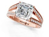 Rose gold Asscher Cut Diamond Split Shank Ring with Pavé Band and Four-Prong Setting_41