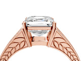 Rose gold Asscher Cut Diamond Split Shank Ring with Pavé Band and Four-Prong Setting_44