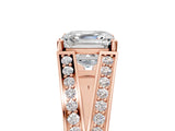 Rose gold Asscher Cut Diamond Split Shank Ring with Pavé Band and Four-Prong Setting_45