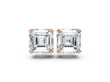 Rose gold Asscher Cut Diamond Stud Earrings_357