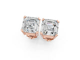 Rose gold Asscher Cut Diamond Stud Earrings_358