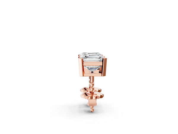 Rose gold Asscher Cut Diamond Stud Earrings